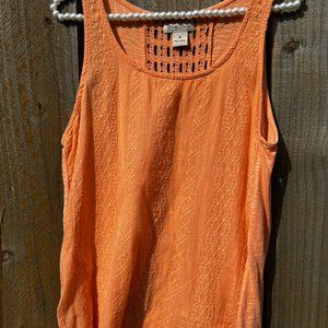 💐🌷Lucky Brand Boho Peach-Colored Tank Top with Open Weave Back Detailing   M